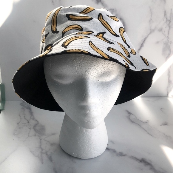 Urban Outfitters Reversible Banana Print Bucket Fisherman Hat Summer Cap Unisex - Picture 3 of 10